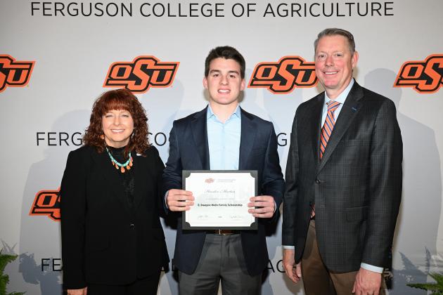Dr. Cynda Clary, associate dean, Ferguson College of Agriculture, Hunter Morton, Dr. Jayson Lusk, vice president and dean, OSU Agriculture. Courtesy photo